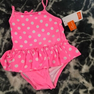 NWT infant 1pc pink polka dot swim suit